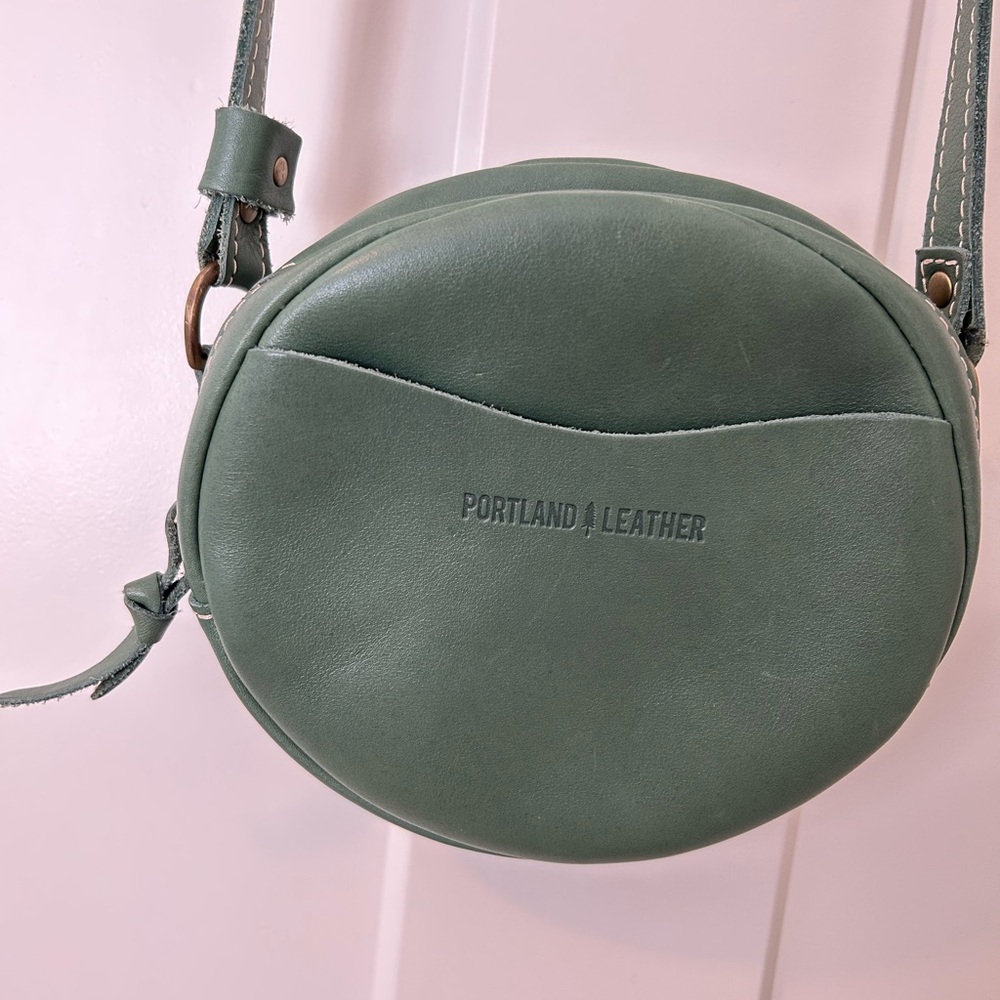 Portland Leather Sage Green Circular Crossbody